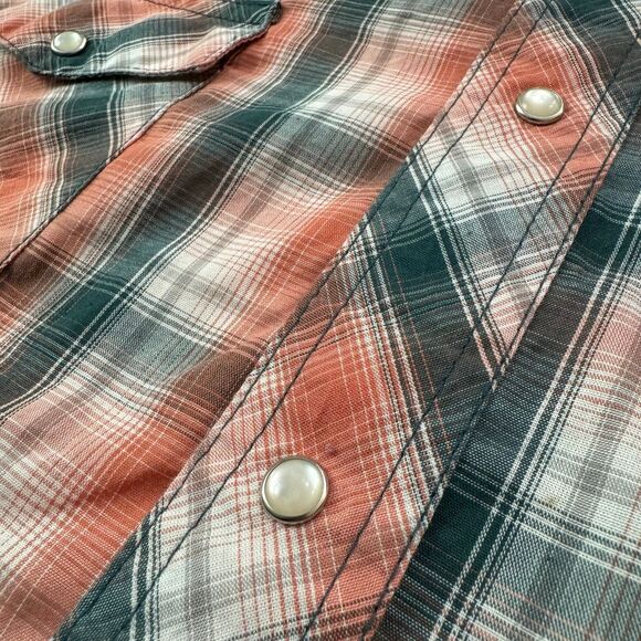 VTG Wrangler Western Plaid Short Sleeve Button-Down Size XXL Shirt - Picture 4 of 5